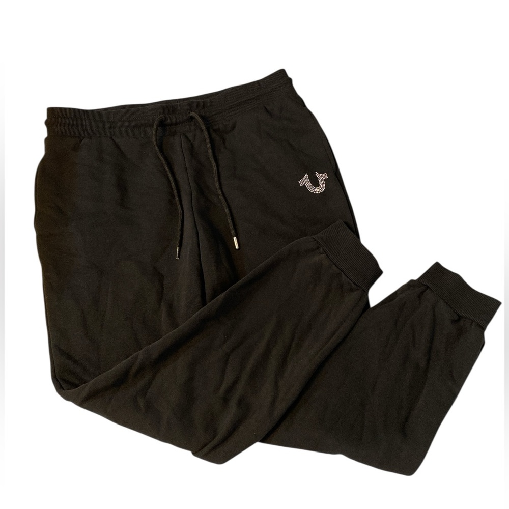 True Religion Logo Relaxed Jogger Pants Black Medium